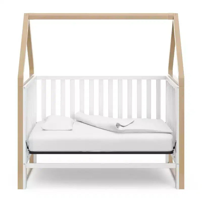 6-in-1 Convertible Crib with Detachable Canopy Playhouse